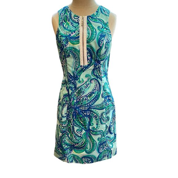 Lily Pulitzer Penelope Poolside Blue Shift, Size 2 - Picture 1 of 8